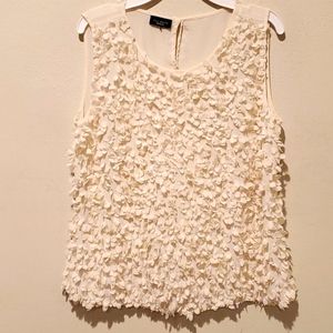 Talbots Cream Textured Sleeveless Top